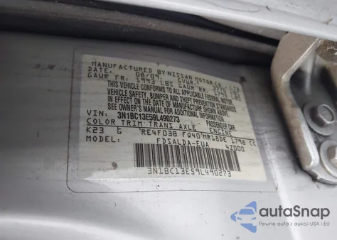 2009 Nissan Versa S/Sl из США, поврежденный, VIN 3N1BC13E59L490273